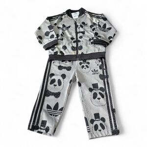 Adidas Black and Gray Mini Rodini Panda Tracksuit 12-18mos